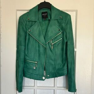 Insight Emerald Green Fake Leather Moto Jacket - Women's